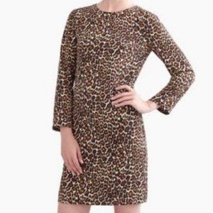 NWT- Cute & Comfy J CREW Leopard L/S Shift Dress